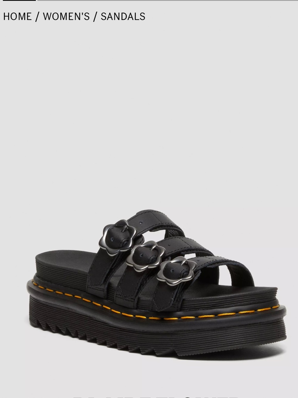 Dr Martens Limited Edition Blaire Slide Sandals with Flower Buckles